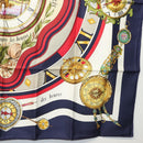 HERMES Carre 90 Scarf ""parmi les fleurs je compt"" Silk Navy Auth am9007-10