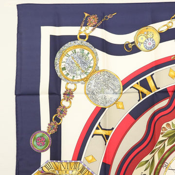 HERMES Carre 90 Scarf ""parmi les fleurs je compt"" Silk Navy Auth am9007 - 0