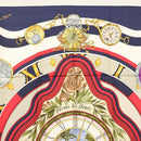 HERMES Carre 90 Scarf ""parmi les fleurs je compt"" Silk Navy Auth am9007-3