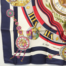 HERMES Carre 90 Scarf ""parmi les fleurs je compt"" Silk Navy Auth am9007-8