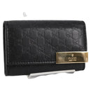 GUCCI GG Canvas Guccissima Key Case Leather Black Gold 268833 2184 Auth am9008V-1
