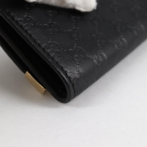 GUCCI GG Canvas Guccissima Key Case Leather Black Gold 268833 2184 Auth am9008V