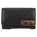 GUCCI GG Canvas Guccissima Key Case Leather Black Gold 268833 2184 Auth am9008V-2