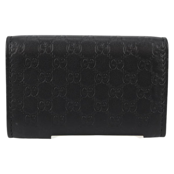 GUCCI GG Canvas Guccissima Key Case Leather Black Gold 268833 2184 Auth am9008V