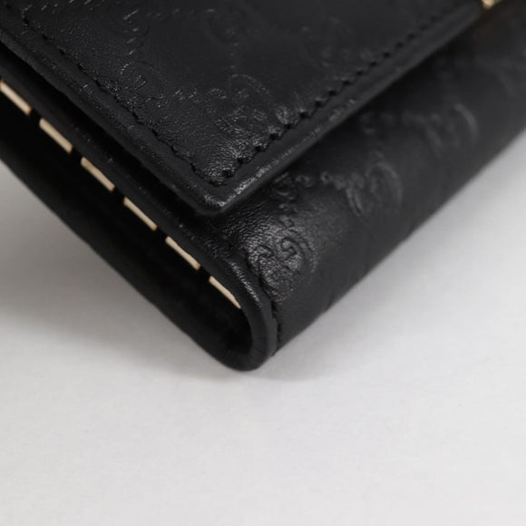 GUCCI GG Canvas Guccissima Key Case Leather Black Gold 268833 2184 Auth am9008V