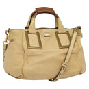 Chloe Etel Hand Bag Leather 2way Beige Gold Auth am9018-1