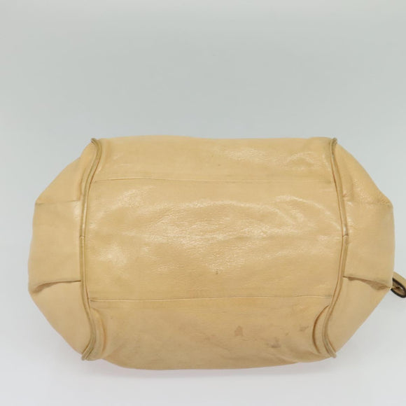 Chloe Etel Hand Bag Leather 2way Beige Gold Auth am9018