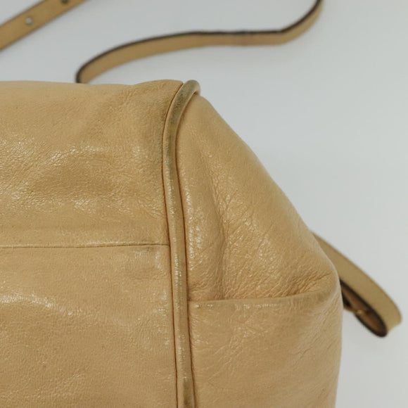 Chloe Etel Hand Bag Leather 2way Beige Gold Auth am9018