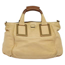 Chloe Etel Hand Bag Leather 2way Beige Gold Auth am9018-13