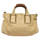 Chloe Etel Hand Bag Leather 2way Beige Gold Auth am9018-2