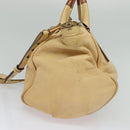 Chloe Etel Hand Bag Leather 2way Beige Gold Auth am9018-4