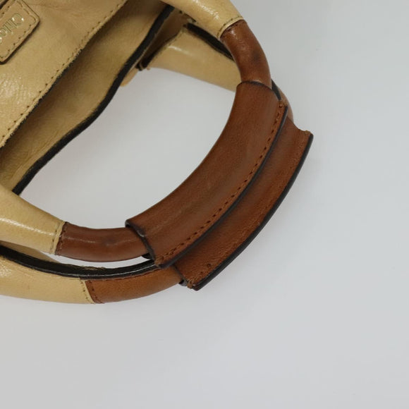 Chloe Etel Hand Bag Leather 2way Beige Gold Auth am9018
