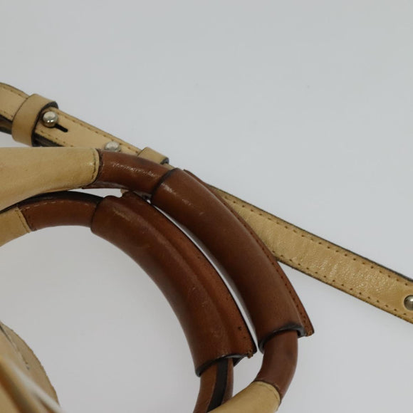 Chloe Etel Hand Bag Leather 2way Beige Gold Auth am9018