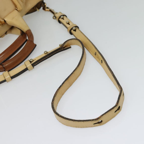 Chloe Etel Hand Bag Leather 2way Beige Gold Auth am9018