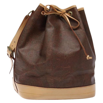 ETRO Paisley Shoulder Bag PVC Brown Gold Auth am9020