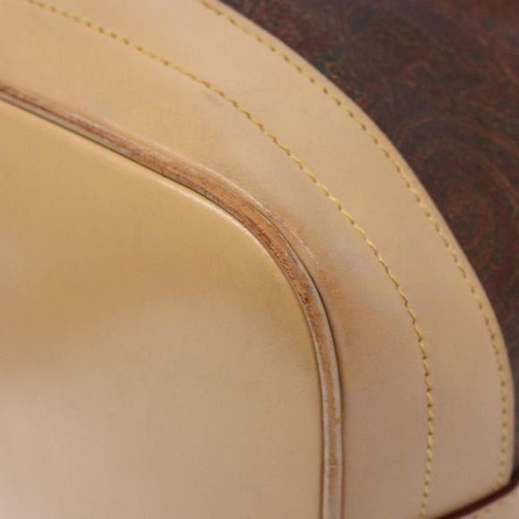 ETRO Paisley Shoulder Bag PVC Brown Gold Auth am9020