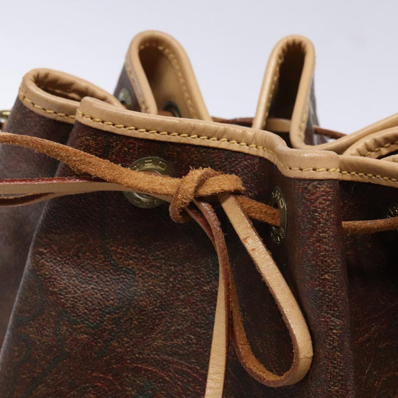 ETRO Paisley Shoulder Bag PVC Brown Gold Auth am9020