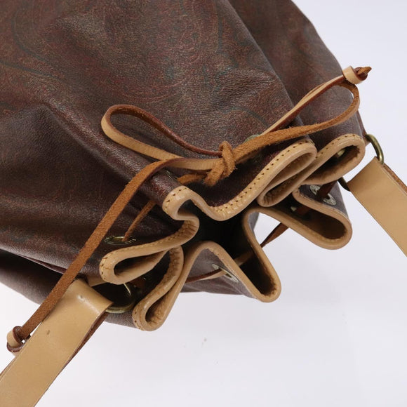 ETRO Paisley Shoulder Bag PVC Brown Gold Auth am9020