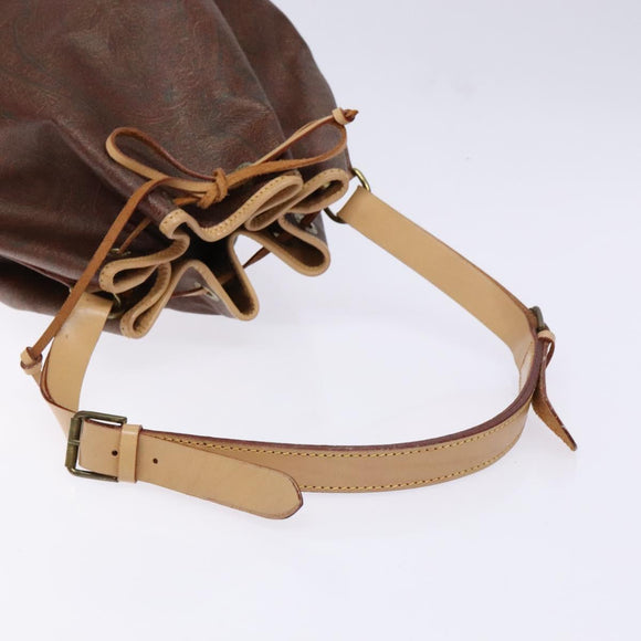 ETRO Paisley Shoulder Bag PVC Brown Gold Auth am9020