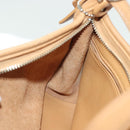 Coach Shoulder Bag Leather Beige Silver Auth am9021-15