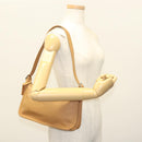Coach Shoulder Bag Leather Beige Silver Auth am9021-17