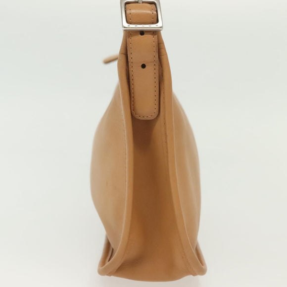 Coach Shoulder Bag Leather Beige Silver Auth am9021