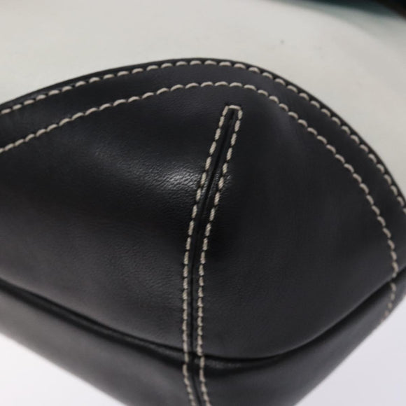 Coach Hand Bag Leather Canvas White Silver Auth am9022