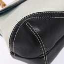 Coach Hand Bag Leather Canvas White Silver Auth am9022-11