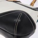 Coach Hand Bag Leather Canvas White Silver Auth am9022-12