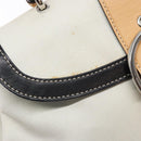 Coach Hand Bag Leather Canvas White Silver Auth am9022-16