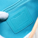 Coach Hand Bag Leather Canvas White Silver Auth am9022-18