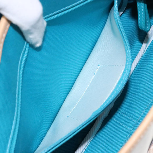 Coach Hand Bag Leather Canvas White Silver Auth am9022