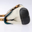 Coach Hand Bag Leather Canvas White Silver Auth am9022-5