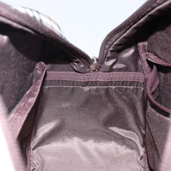 BURBERRY Nova Check Hand Bag Canvas Beige Silver Auth am9025V