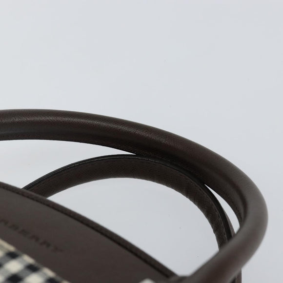 BURBERRY Nova Check Hand Bag Canvas Beige Silver Auth am9025V