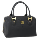 MCM Logogram Vicetos Boston Bag PVC Black Gold Auth am9026-1