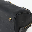 MCM Logogram Vicetos Boston Bag PVC Black Gold Auth am9026-9