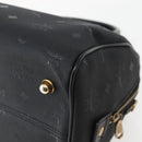 MCM Logogram Vicetos Boston Bag PVC Black Gold Auth am9026-15