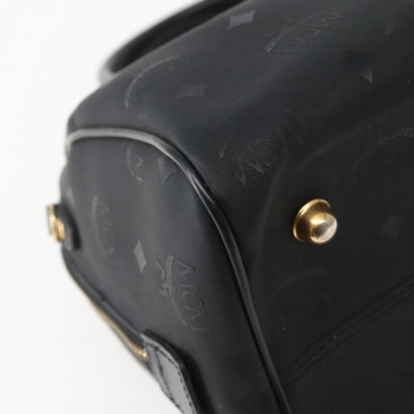 MCM Logogram Vicetos Boston Bag PVC Black Gold Auth am9026