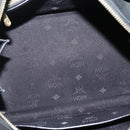 MCM Logogram Vicetos Boston Bag PVC Black Gold Auth am9026-11