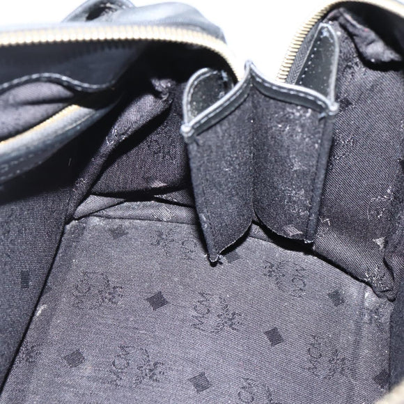 MCM Logogram Vicetos Boston Bag PVC Black Gold Auth am9026