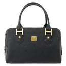 MCM Logogram Vicetos Boston Bag PVC Black Gold Auth am9026-13