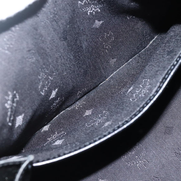 MCM Logogram Vicetos Boston Bag PVC Black Gold Auth am9026