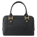 MCM Logogram Vicetos Boston Bag PVC Black Gold Auth am9026-2