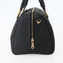 MCM Logogram Vicetos Boston Bag PVC Black Gold Auth am9026-3