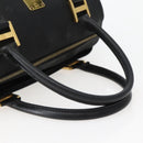 MCM Logogram Vicetos Boston Bag PVC Black Gold Auth am9026-7