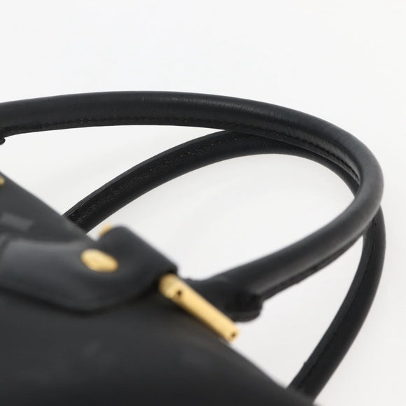 MCM Logogram Vicetos Boston Bag PVC Black Gold Auth am9026