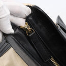 Chloe Alice Hand Bag Leather 2way Beige Black gold Auth am9028-15