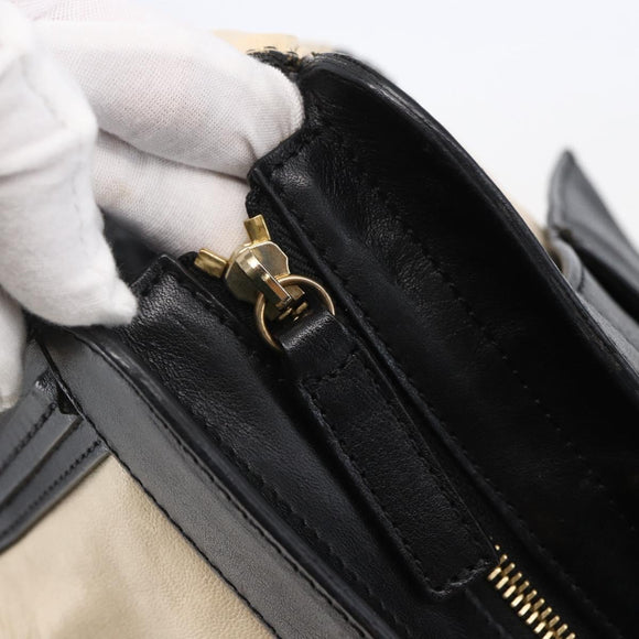 Chloe Alice Hand Bag Leather 2way Beige Black gold Auth am9028