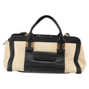 Chloe Alice Hand Bag Leather 2way Beige Black gold Auth am9028-2